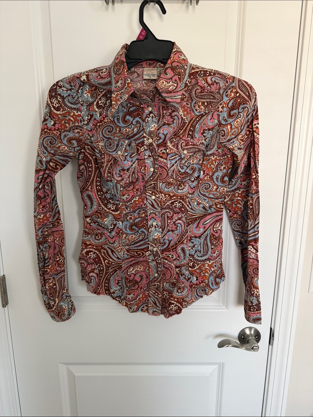 Vintage True Religion Paisley Long-Sleeve Button-Up Shirt - Pink Multi